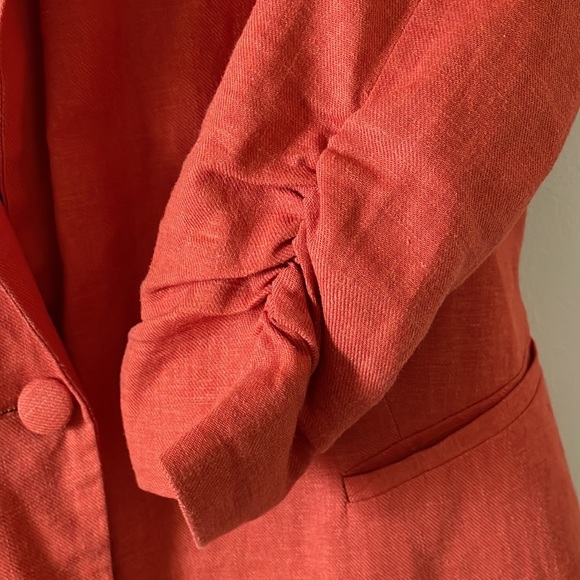 Blazer Jules & Leopard lined jacket padded shoulders 30% linen Coat Size S - Picture 10 of 15